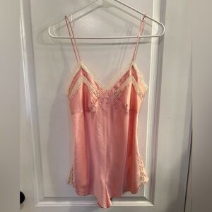 Victorias Secret Vintage Pearl Pink Ivory Lace Teddy One Piece